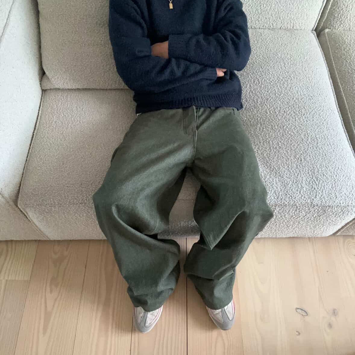 KHAKI RAW DENIM JEANS